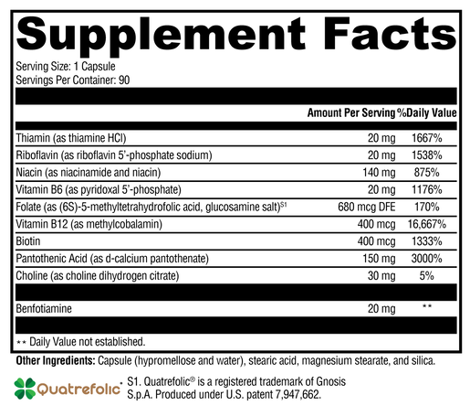 B Activ 90 Capsules supplement facts