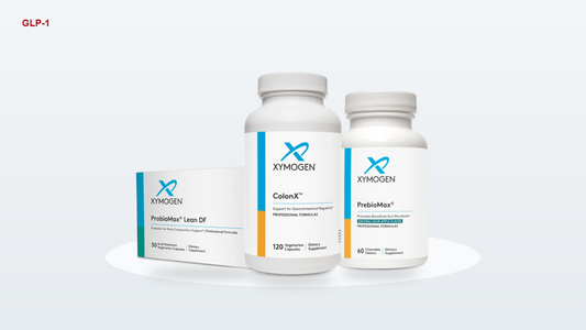 XYMOGEN GLP-1 support supplements: ColonX, ProbioMax Lean DF, PrebioMax