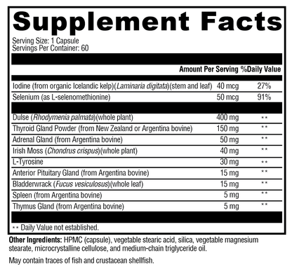 T-150 60 Capsules Supplement Facts