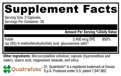 5-MTHF 60 Capsules supplement facts