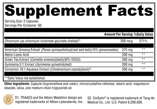 CinnDromeX 120 Capsules supplement facts