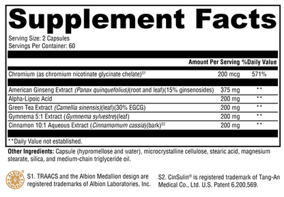 CinnDromeX 120 Capsules supplement facts