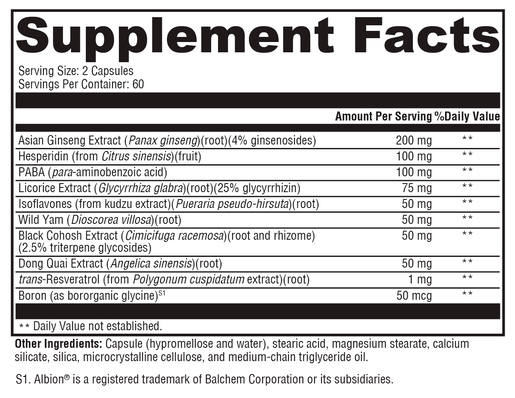 MedCaps Menopause supplement facts