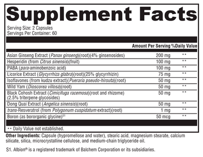 MedCaps Menopause supplement facts