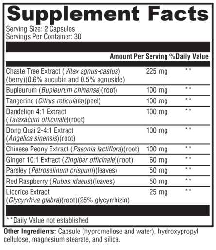 PMS Soothe supplement facts