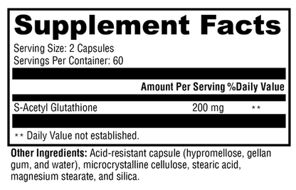 S-Acetyl Glutathione 120 supplement facts