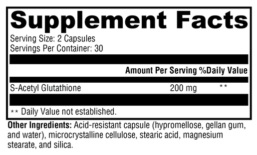 S-Acetyl Glutathione 60 supplement facts