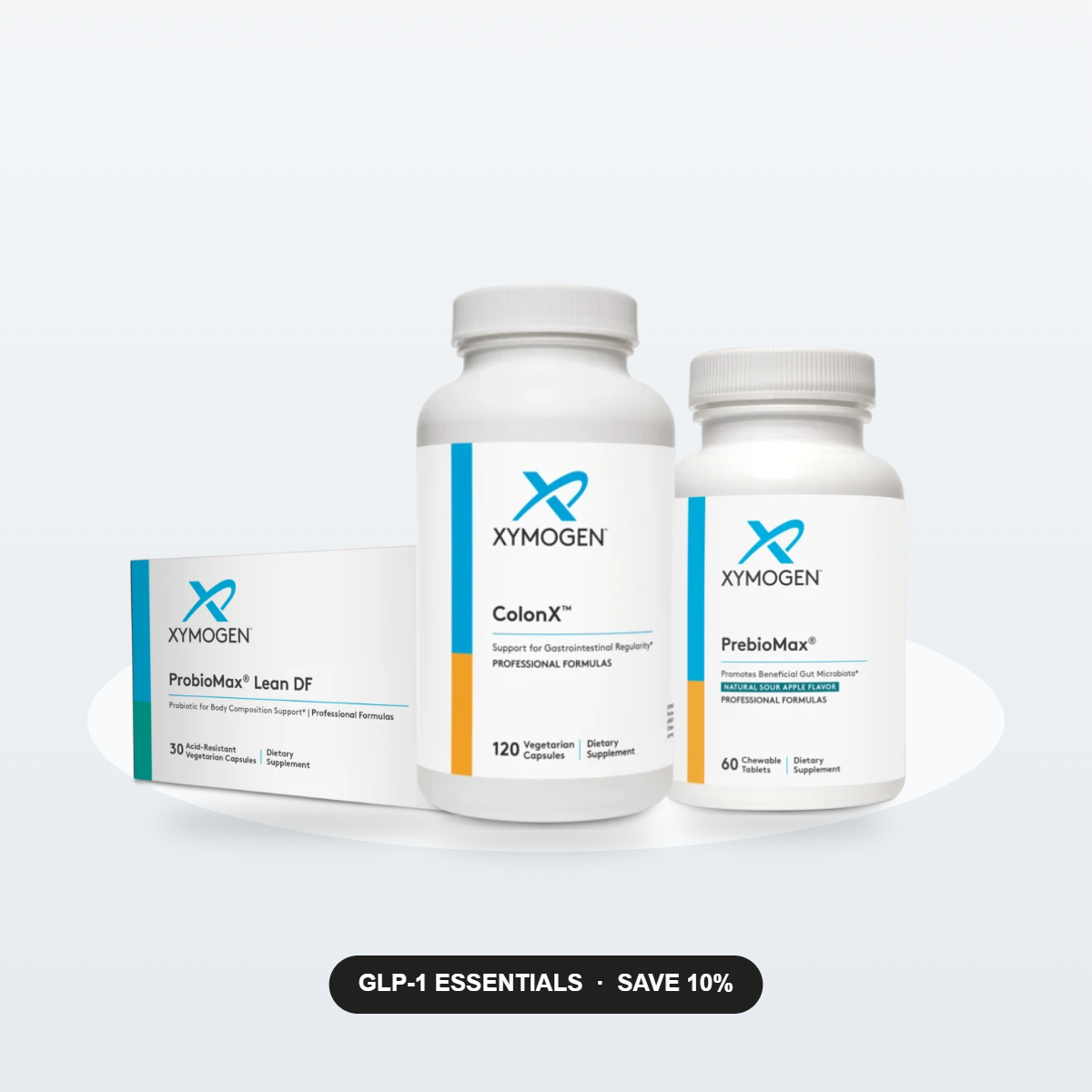 GLP-1 Essentials Bundle: XYMOGEN ColonX, ProbioMax Lean DF, and PrebioMax